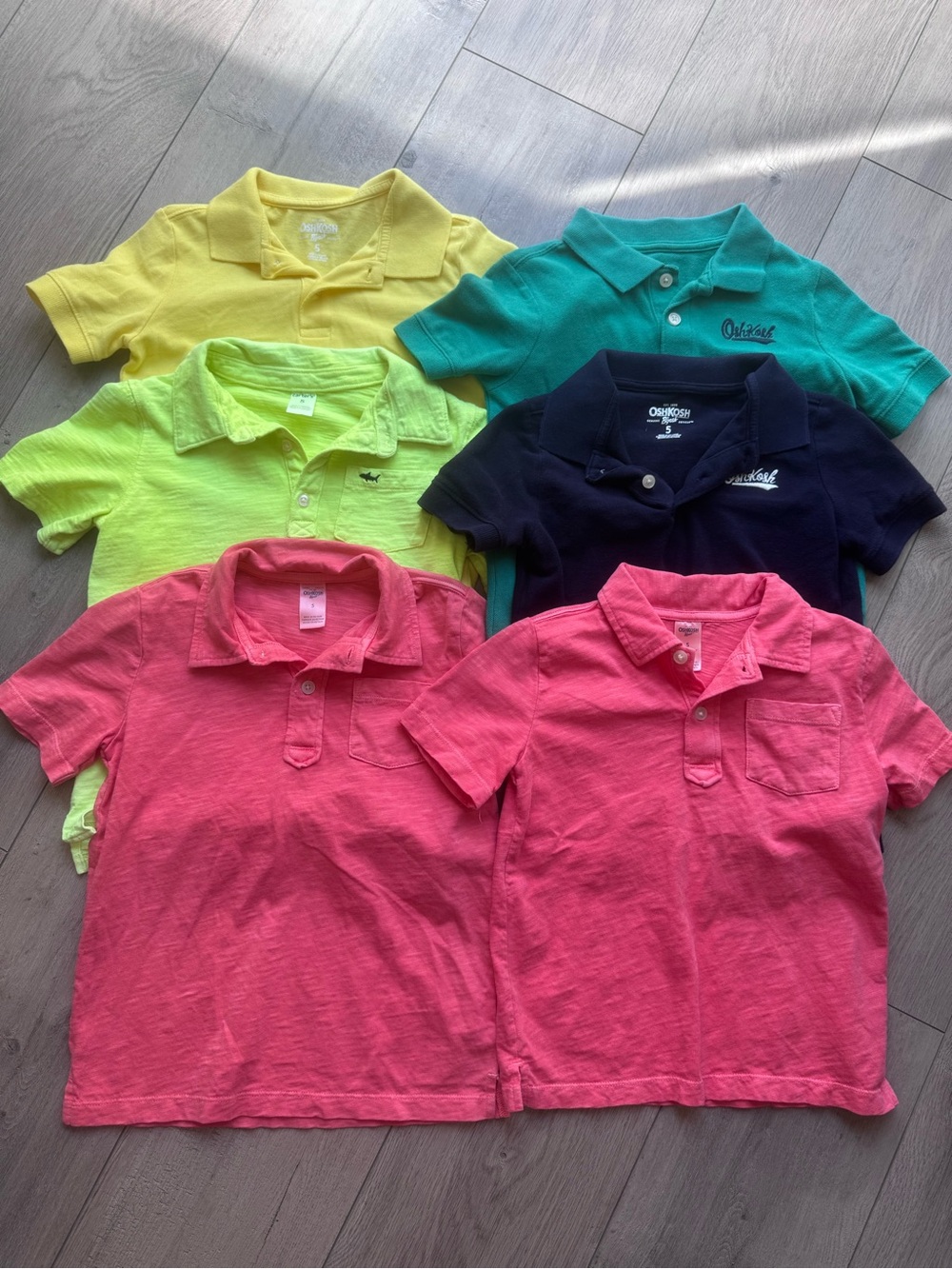 OshKosh Boys Sz 5 Polo Shirt 6 Piece Bundle Multicolor Preppy Back To School